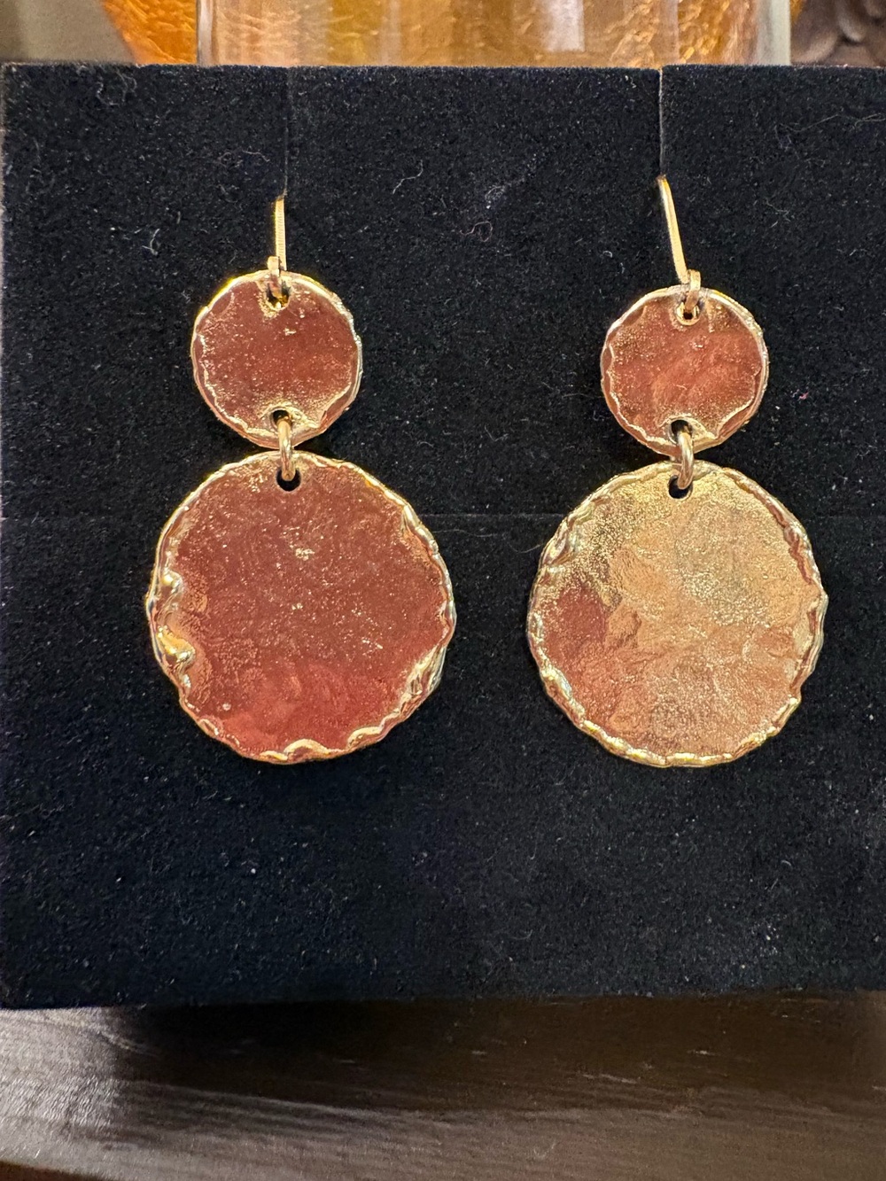 Gold-Tone Double Disc Drop Earrings